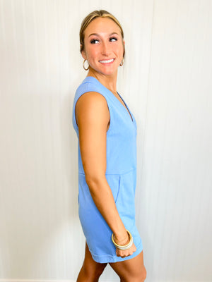 Aimee French Terry Romper | Blue
