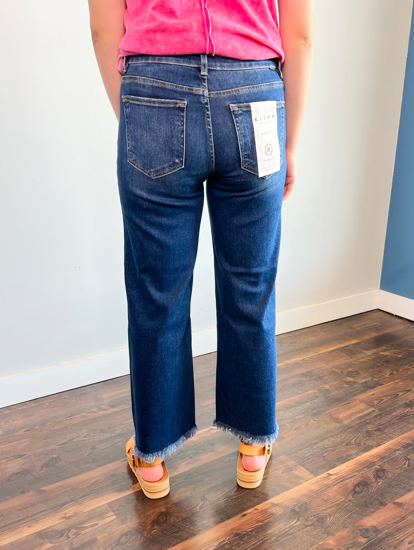 Bentley Crop Wide Leg Risen Jeans | Dark