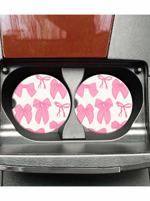Pink Bows Car Coaster