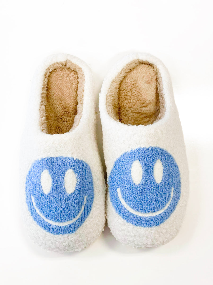 Happy Face Slippers | Blue
