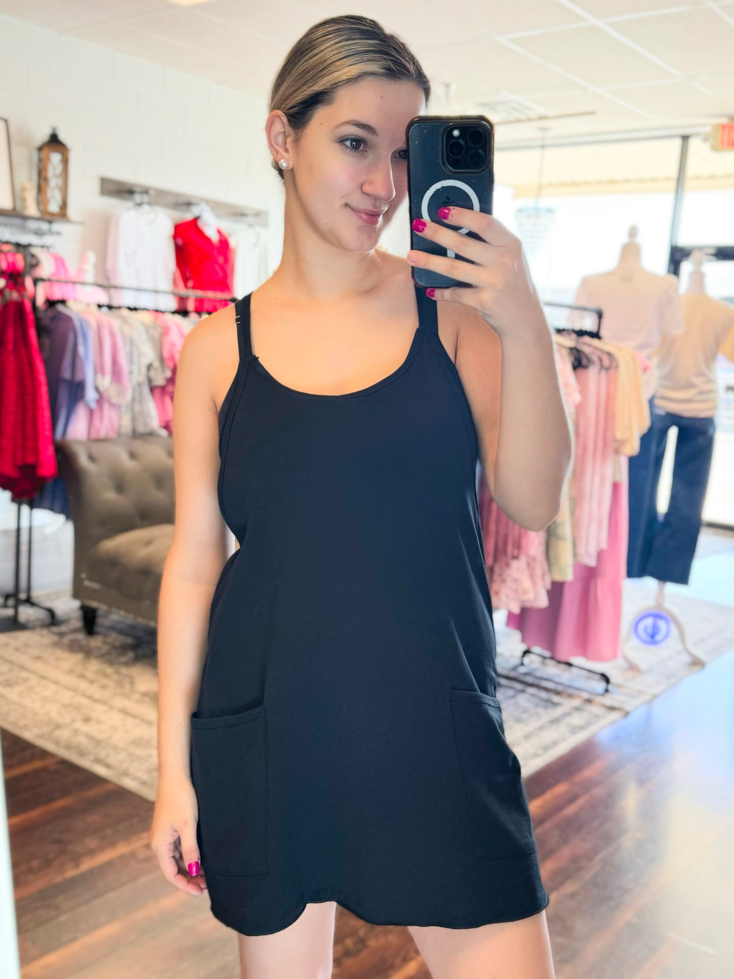 Madi Dress w/ Built in Romper | Black