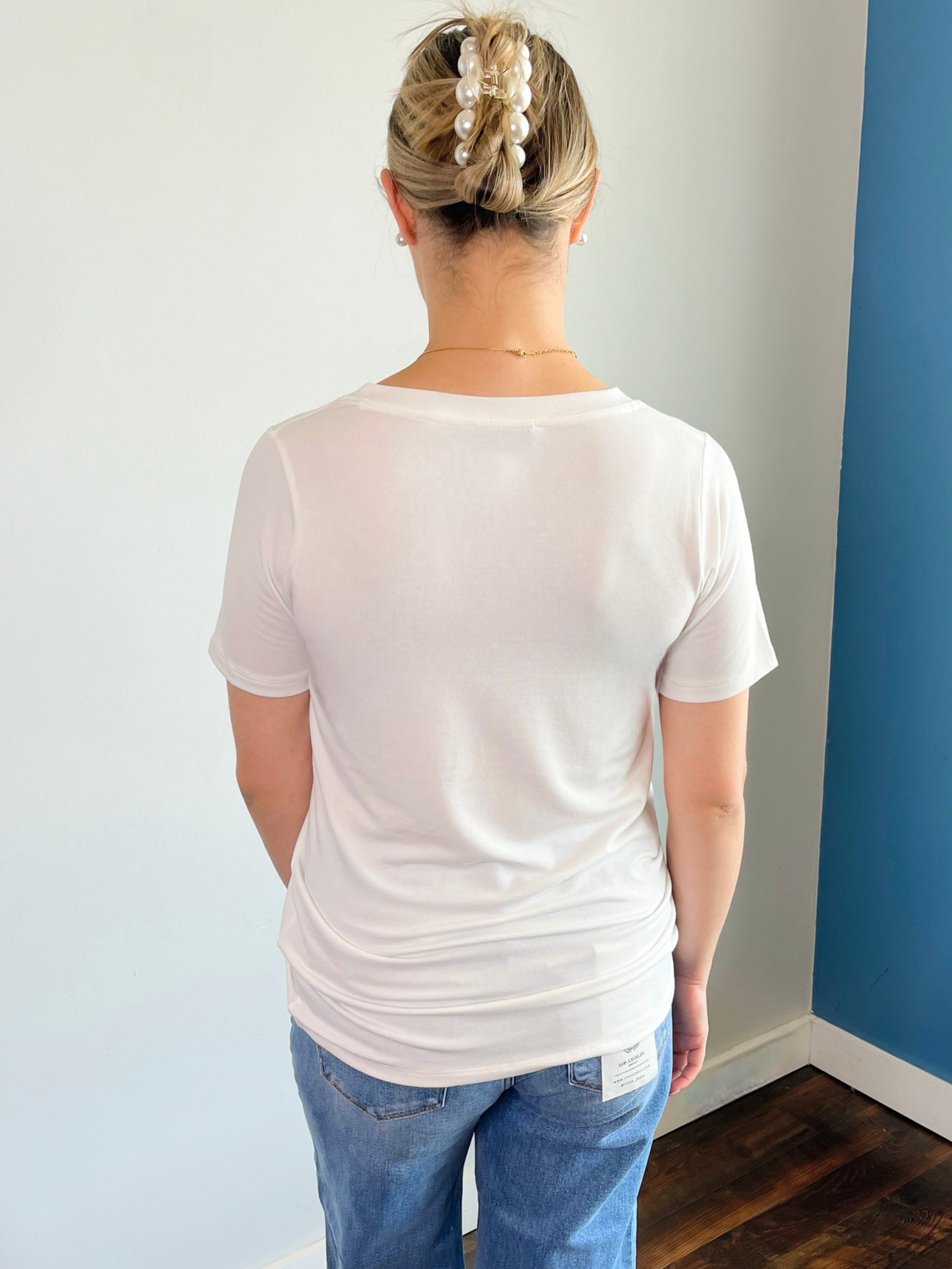 Riley Basic V-Neck Short Sleeve Tee | Off White