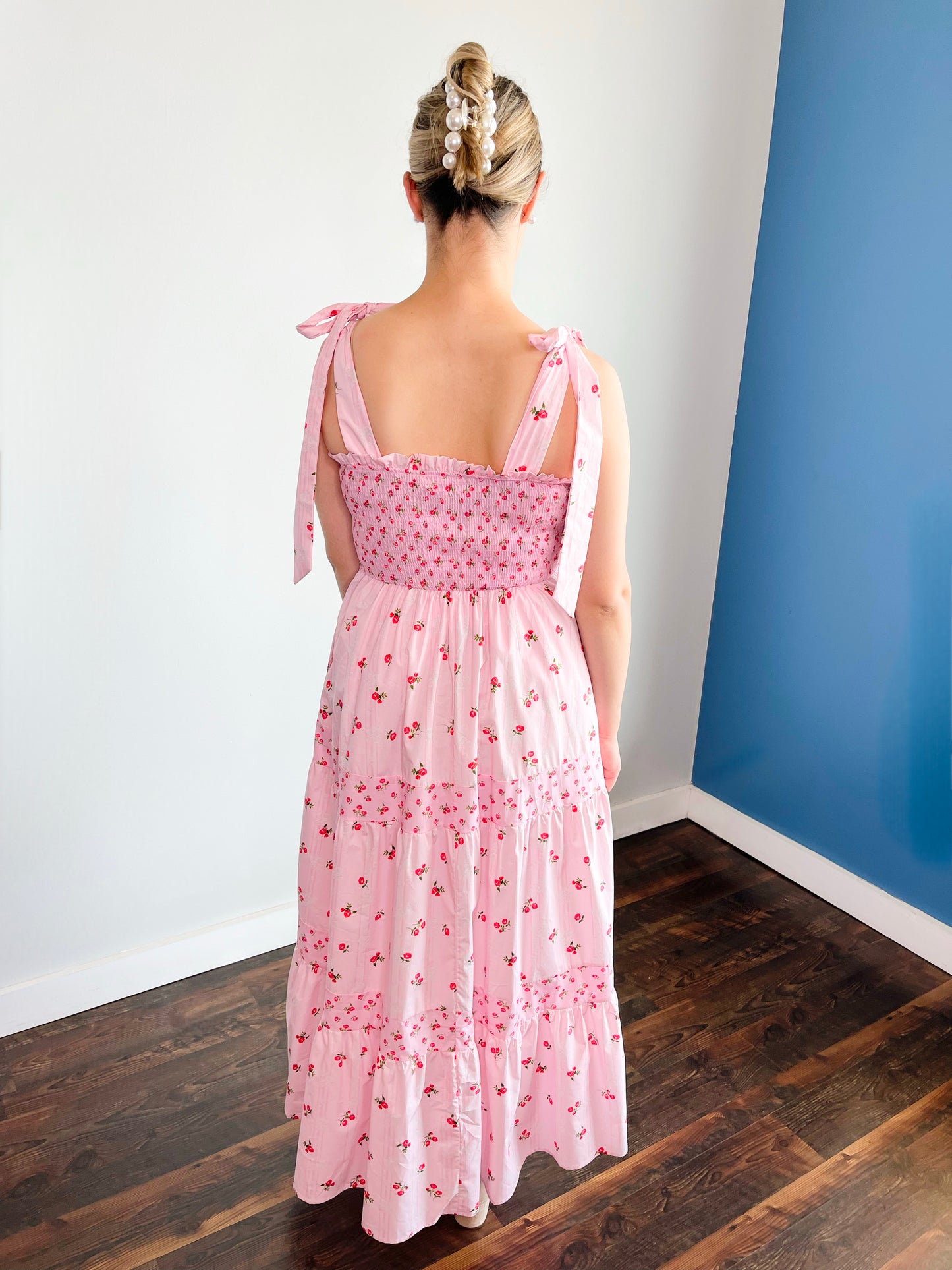 Rainie Mixed Floral Tie Shoulder Maxi Dress