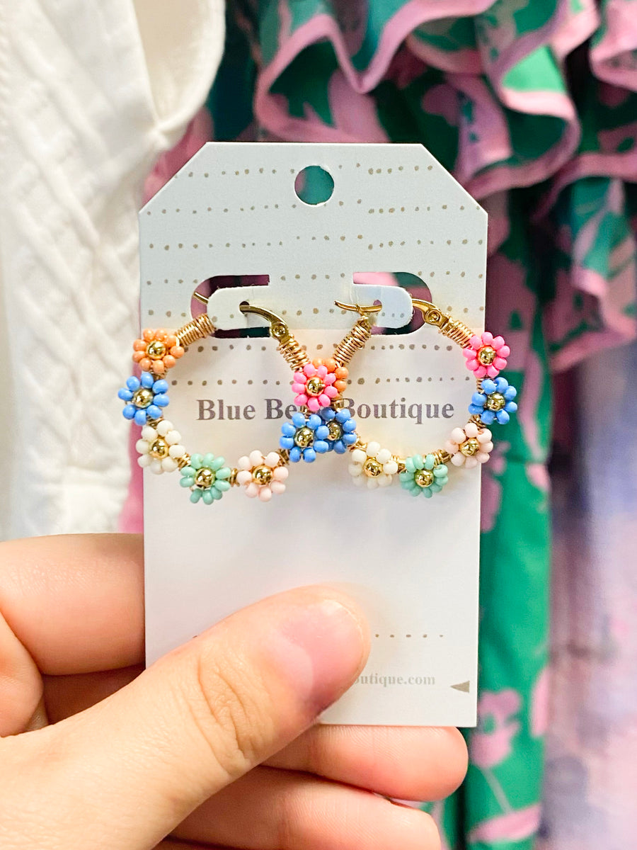 Irene Multicolored Floral Hoop Earrings