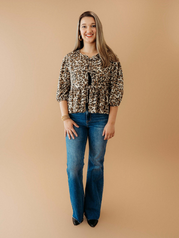 Margie Bow Closure Top | Leopard