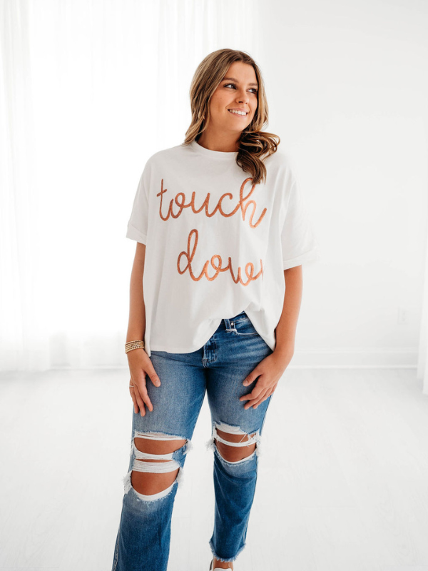 Touchdown Sequin Top | White