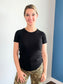 Laura Basic Ribbed Tee | Black
