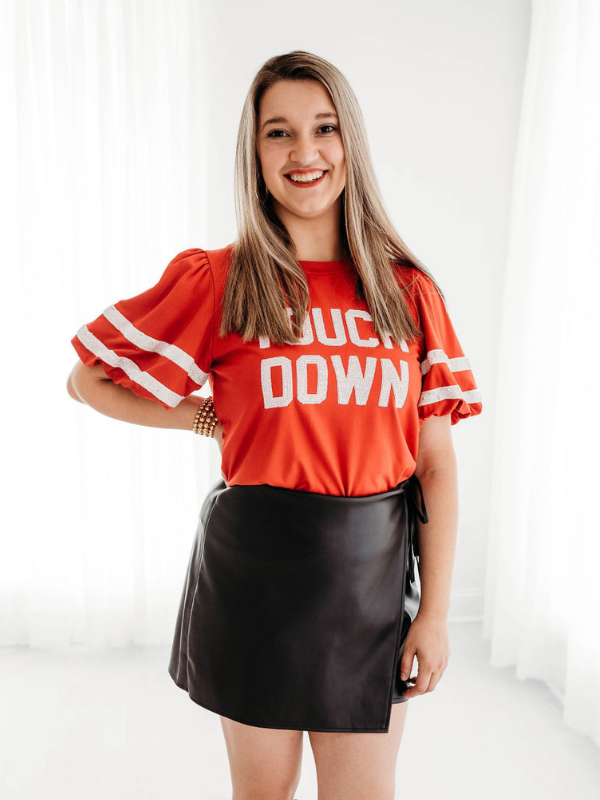 Touchdown Sequin Letter Top | Red