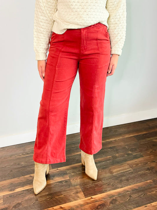 Shelby Braided Detail Jeans | Red