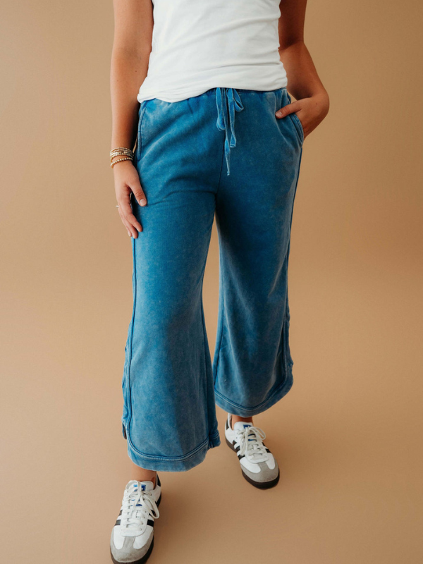 Sadi Washed French Terry Pants | Denim