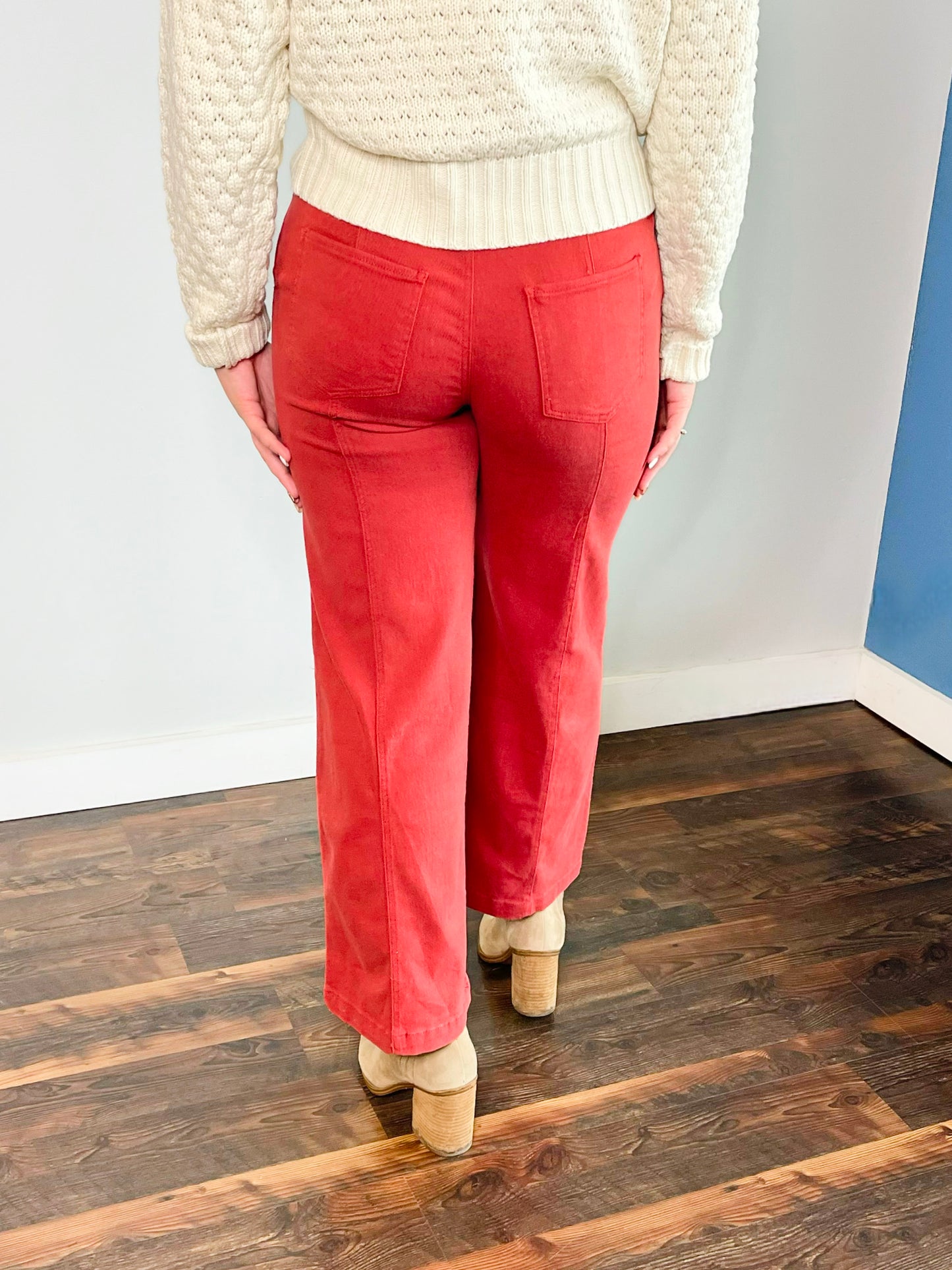 Shelby Braided Detail Jeans | Red