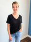 Riley Basic V-Neck Short Sleeve Tee | Black