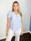 Helena Short Sleeve Button Down Top | Blue