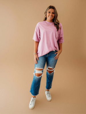 Marsha Mineral Washed Loose Fit Tee | Barbie Pink