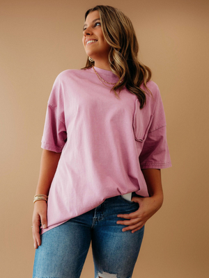 Marsha Mineral Washed Loose Fit Tee | Barbie Pink