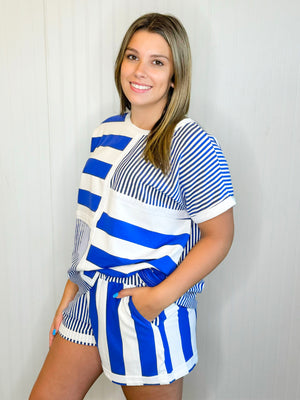 Leesa Striped Set | Royal Blue