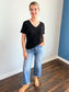Riley Basic V-Neck Short Sleeve Tee | Black
