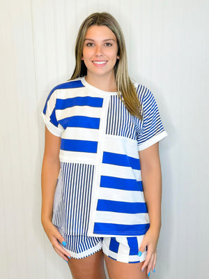 Leesa Striped Set | Royal Blue