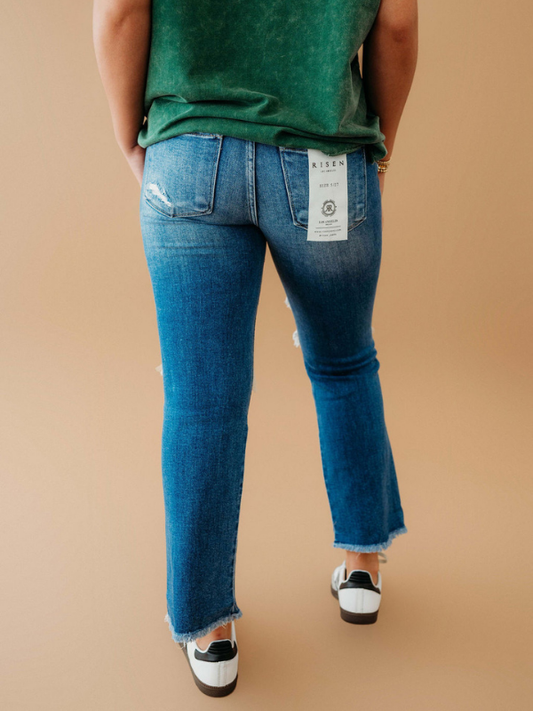 Luna Mid-Rise Distressed Risen Jeans