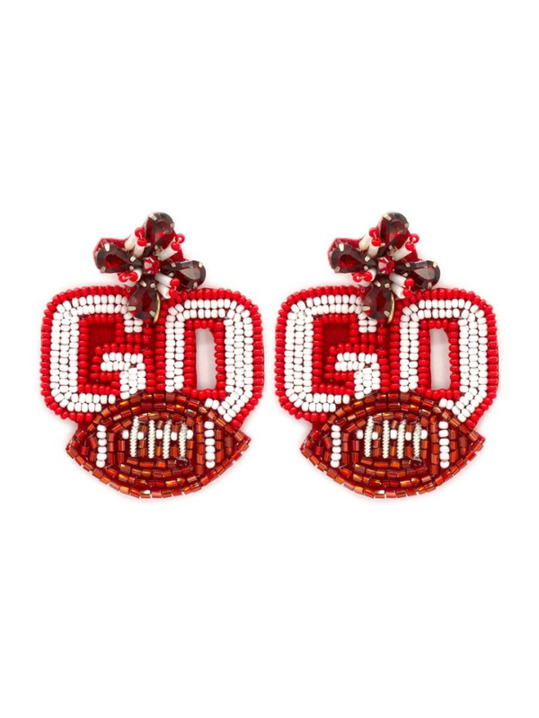 "Go" Football Beaded Earrings