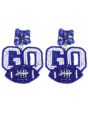 "Go" Football Beaded Earrings