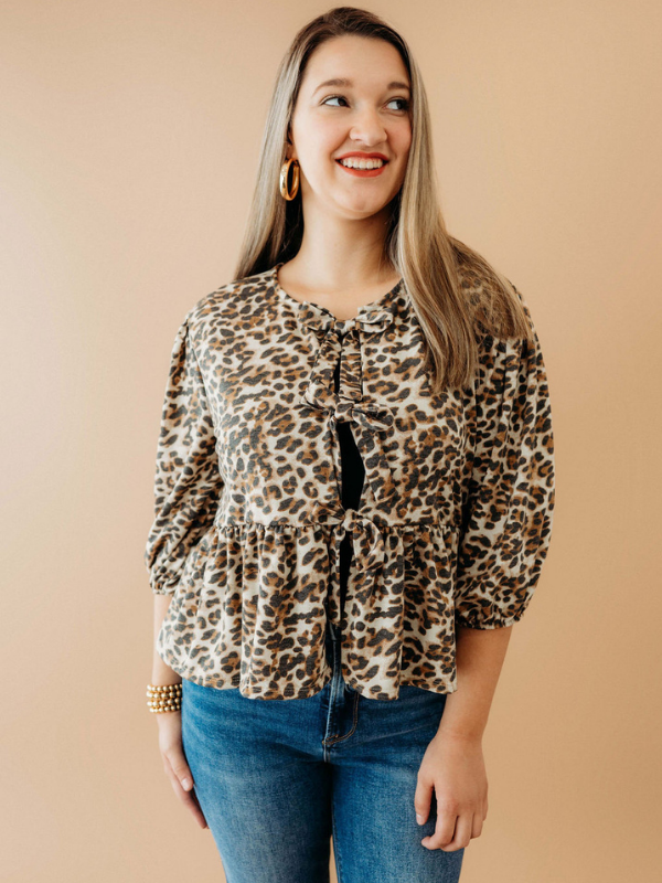 Margie Bow Closure Top | Leopard