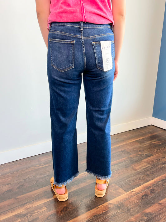 Bentley Crop Wide Leg Risen Jeans | Dark