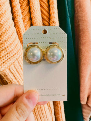 Penny Metal Wrapped Pearl Earrings