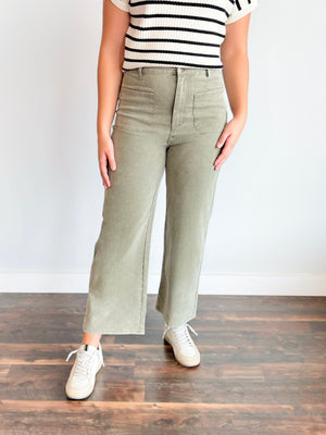 Tara High Waist Wide Leg Pants | Olive