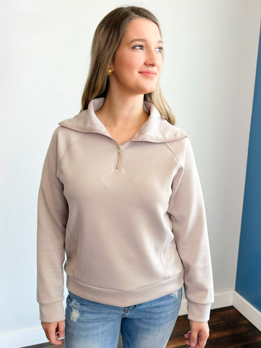 Whitney Quarter Zip Pullover | Beige