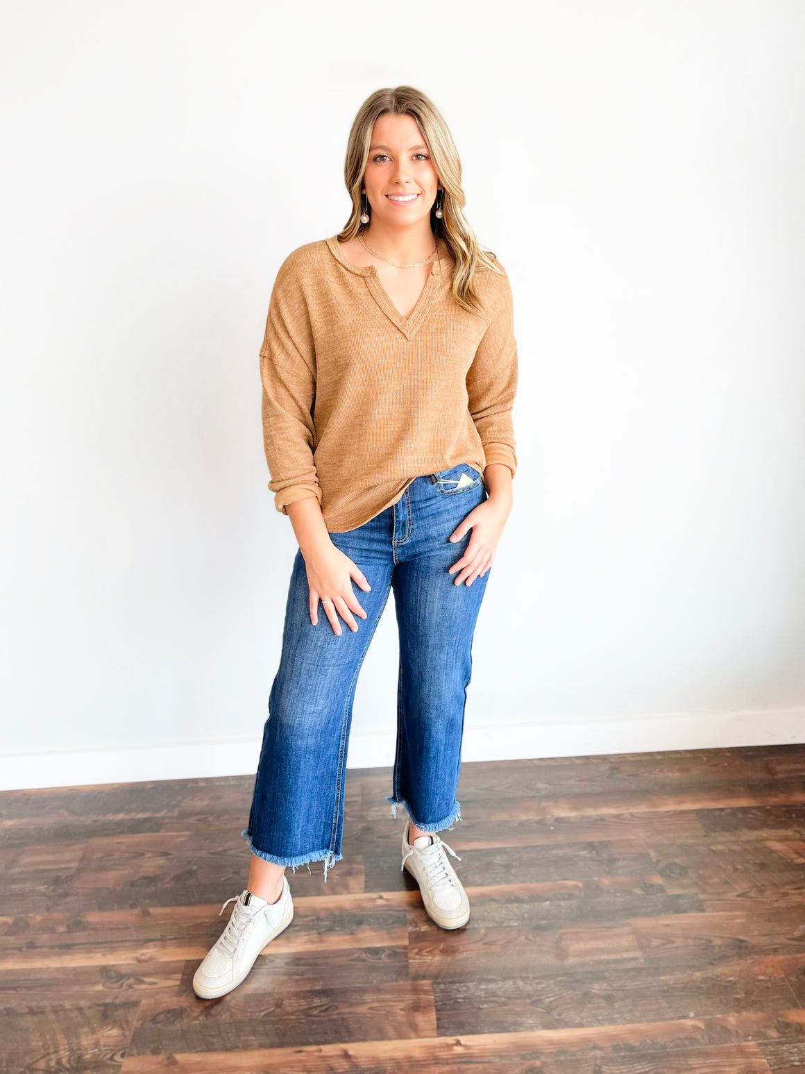 Blaire Ribbed Top | Almond