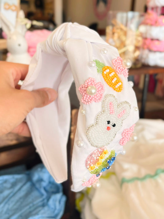 Floral Bunny Beaded Headband