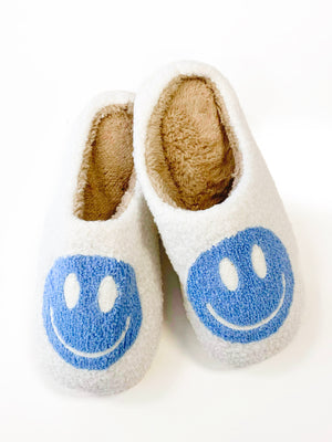 Happy Face Slippers | Blue