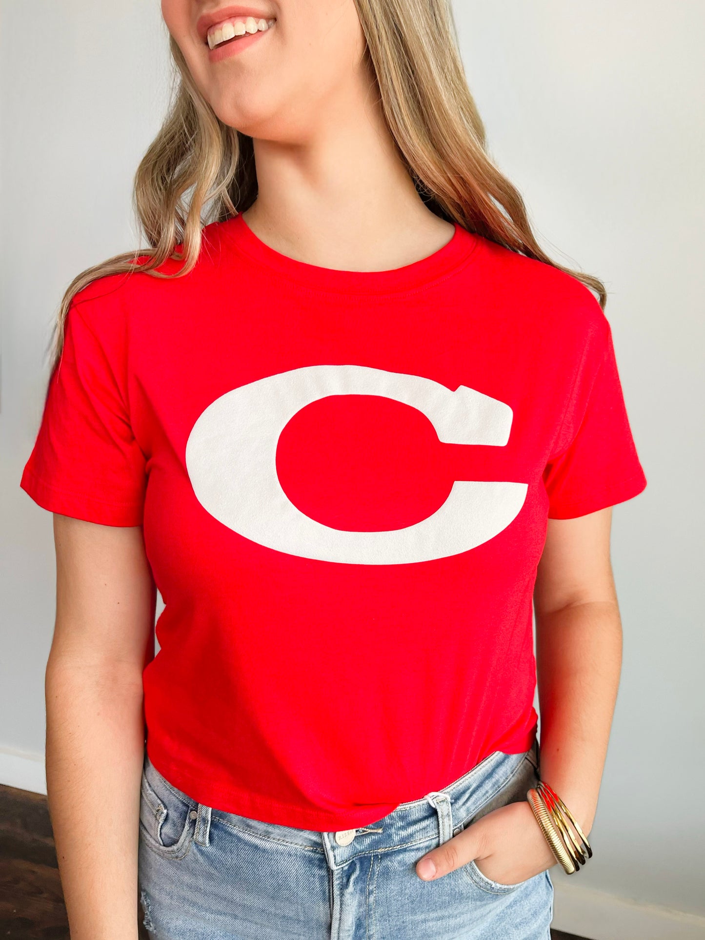 "C" Cropped Tee | Red