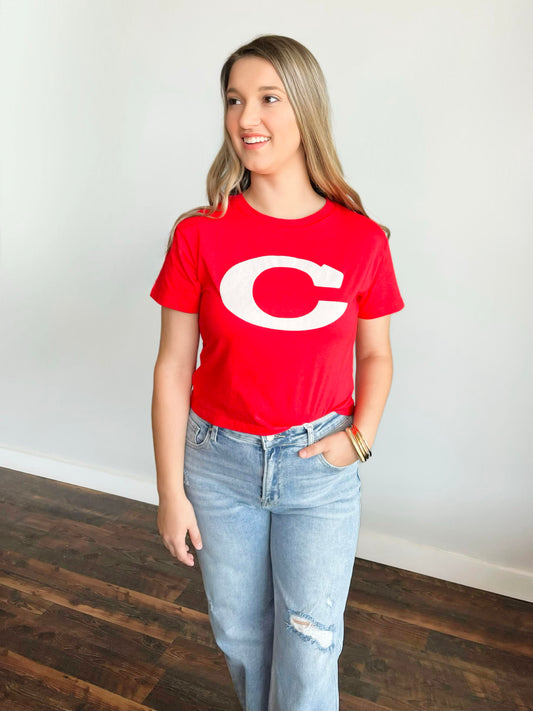 "C" Cropped Tee | Red