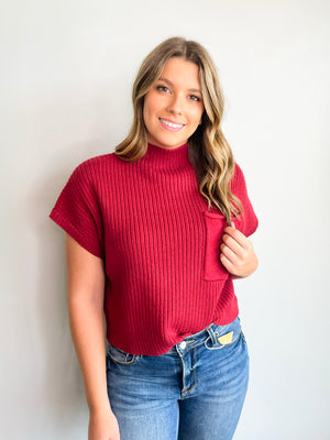 Lena Mock Neck Sweater Top | Ruby