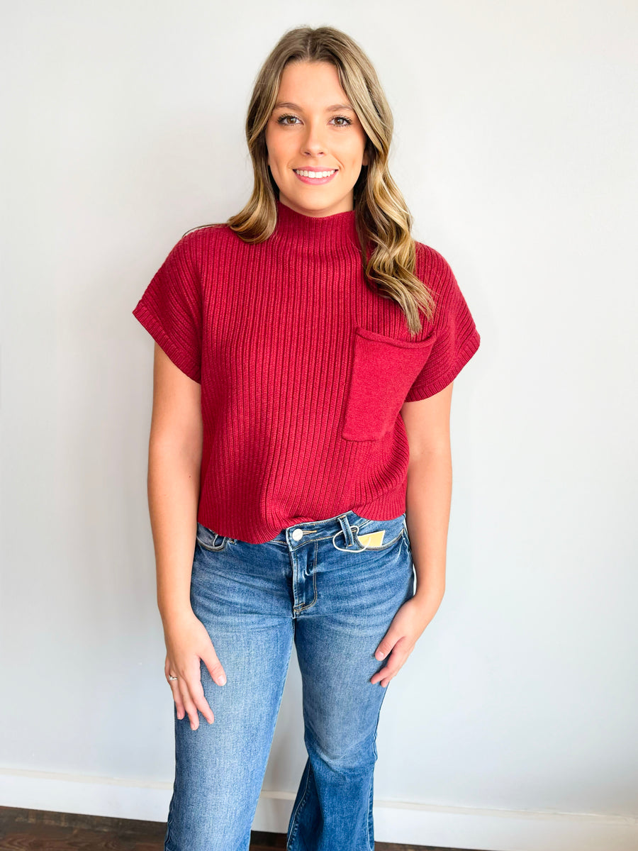 Lena Mock Neck Sweater Top | Ruby