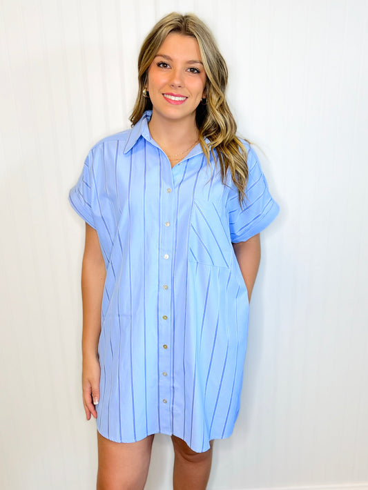 Waylon Striped Button-Down Dress