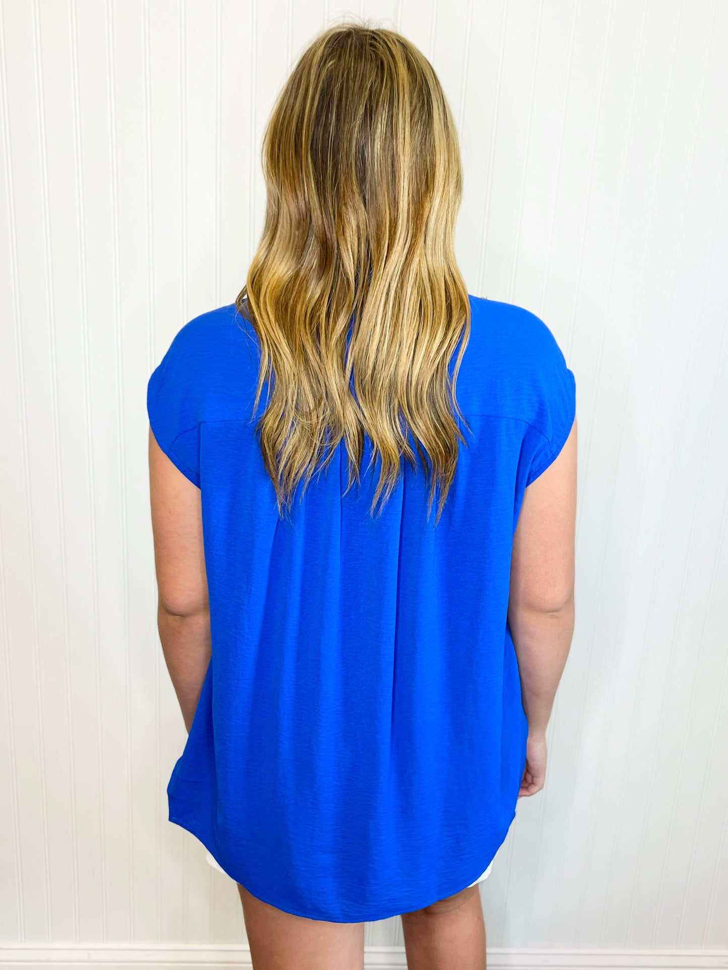 Nico Button Down Top | Sapphire