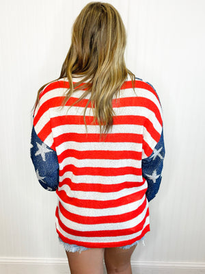 Home of the Free American Flag Lightweight Sweater