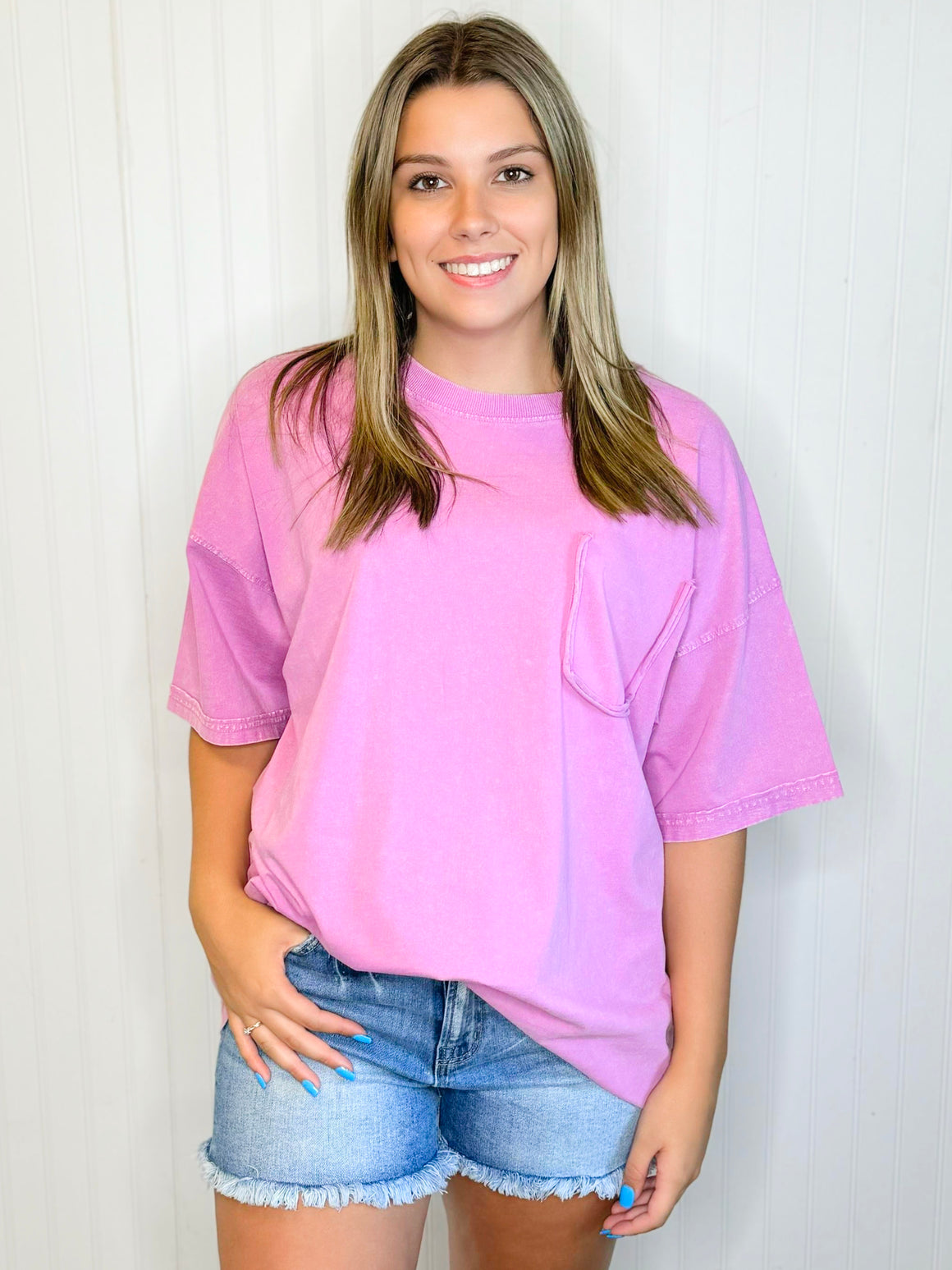Marsha Mineral Washed Loose Fit Tee | Barbie Pink