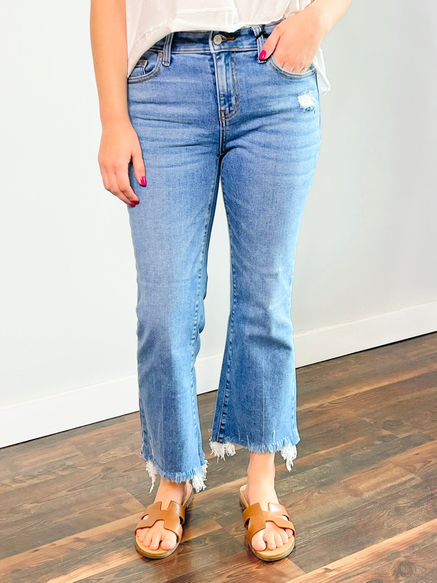 Kaileigh Cropped Kick Flare Zenana Jeans | Medium