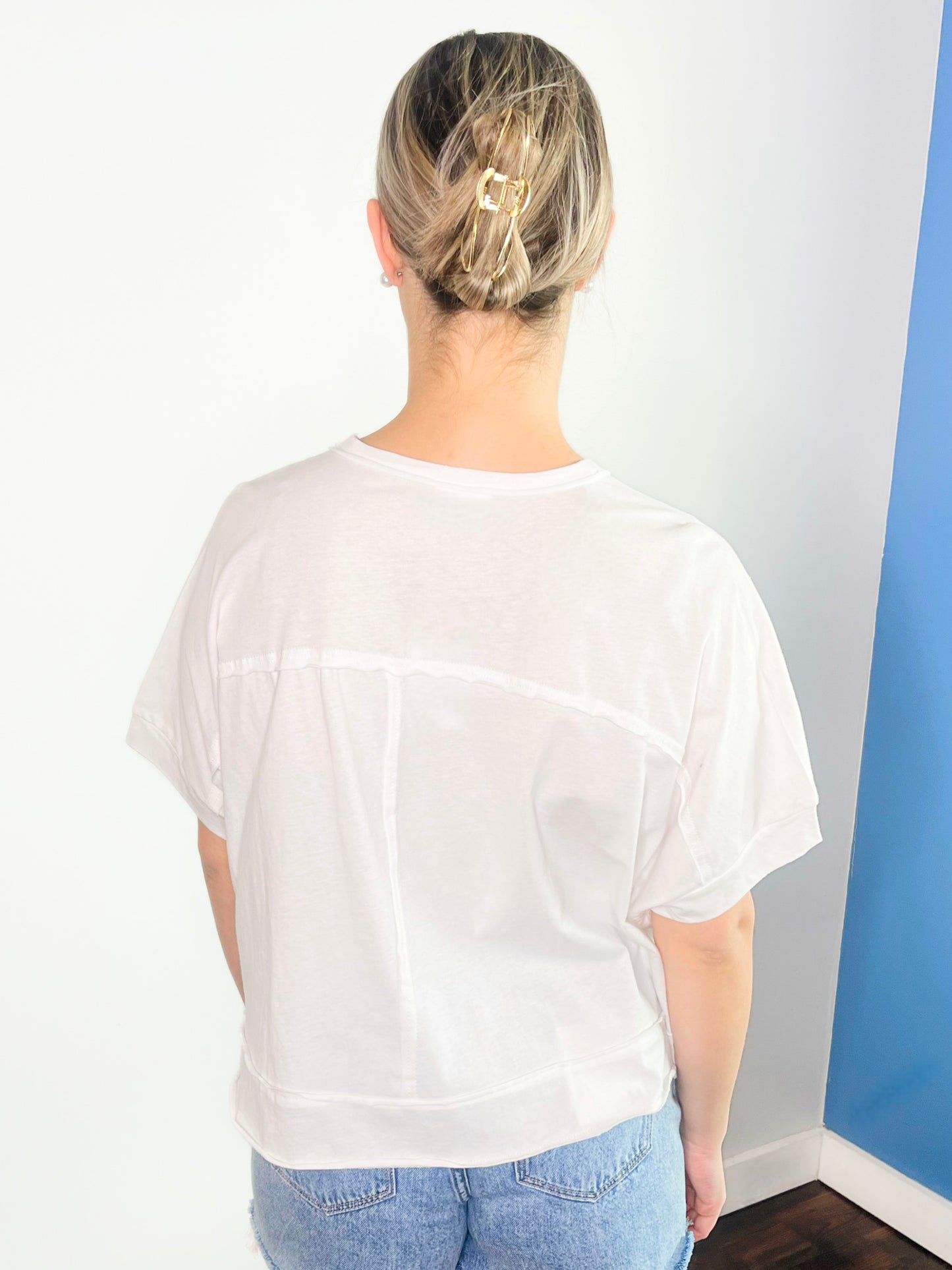 Louise Mineral Washed Boxy Knit Top | White