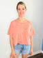 Louise Mineral Washed Boxy Knit Top | Peach