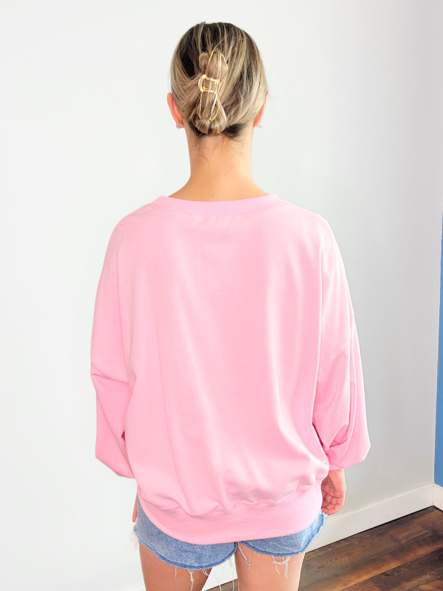 Piper Lace and Fabric American Flag Sweatshirt | Pink