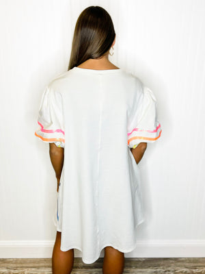 Jules Rainbow Sequin Detail Dress | White