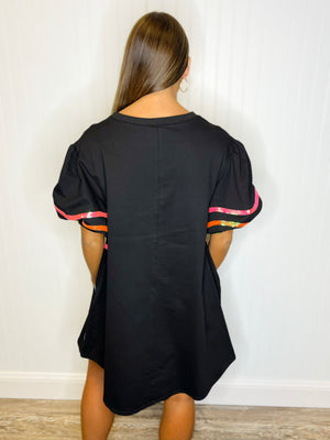 Jules Rainbow Sequin Detail Dress | Black