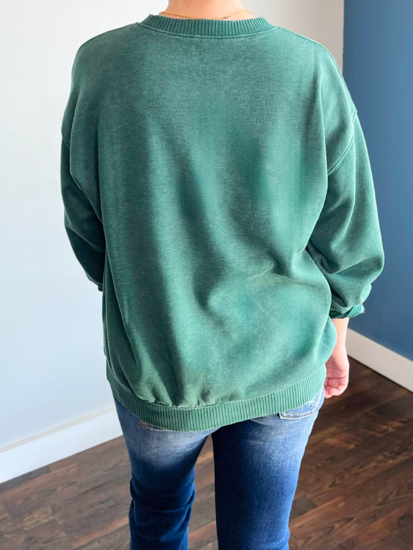 Mitzi Washed Fleece Sweatshirt | Dark Green