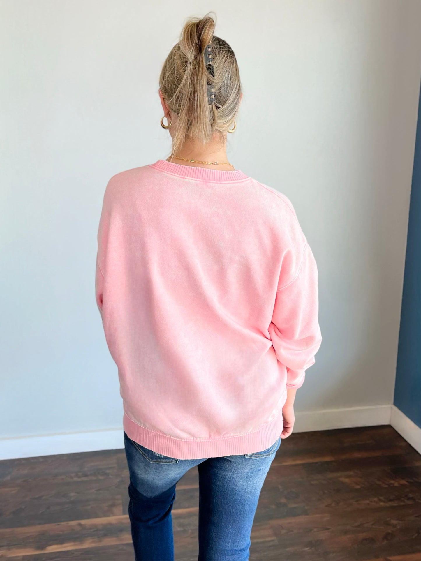 Mitzi Washed Fleece Sweatshirt | Dark Pink