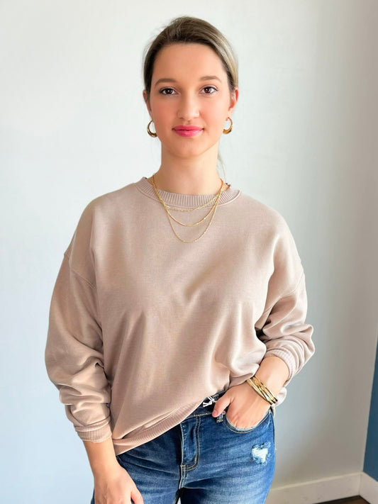 Mitzi Washed Fleece Sweatshirt | Ash Mocha